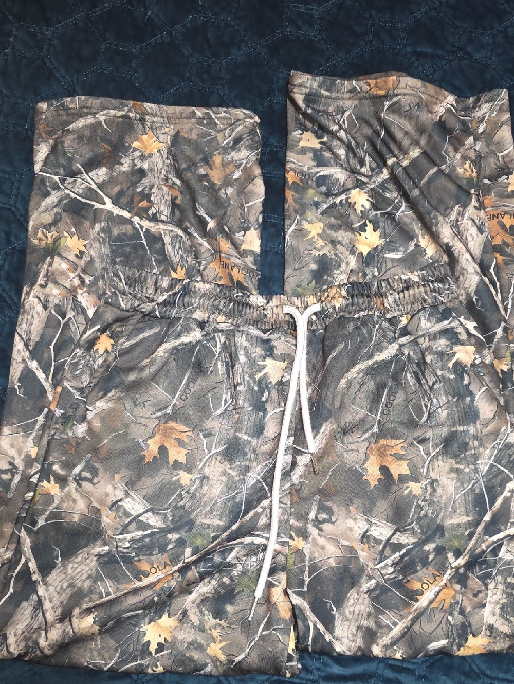 COOLA Camouflage Print Track Pants with Leaf Accents - Brown, Green, Black